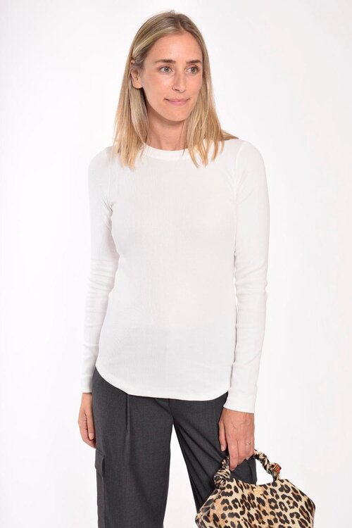 Neeve Off White rib lange mouw shirt
