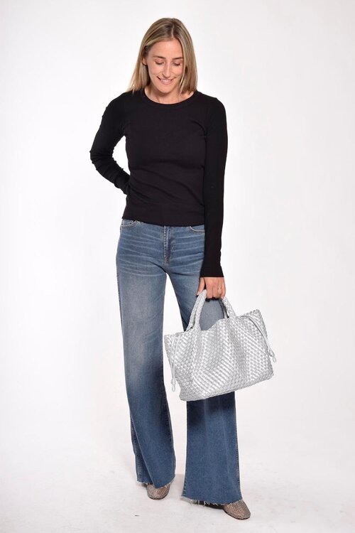 Neeve Zwart rib lange mouw shirt