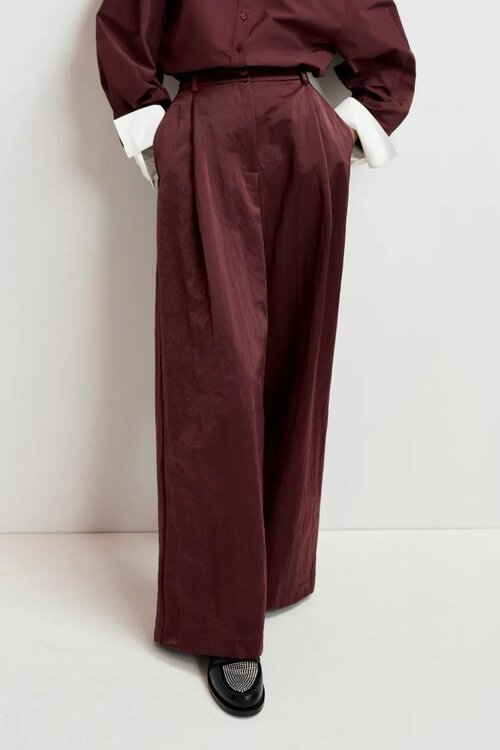 Essentiel Antwerp Bordeaux Wide Leg Pantalon