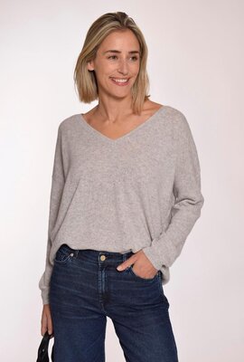Absolut Cashmere Grijze Trui V-hals