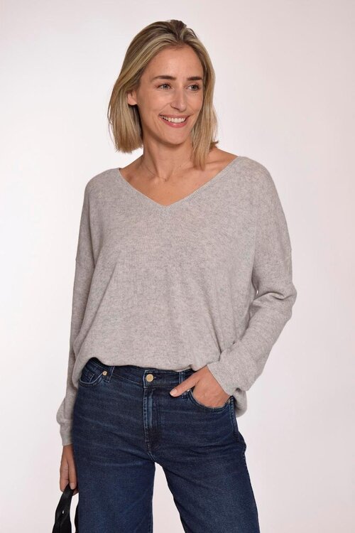 Absolut Cashmere Grijze Trui V-hals