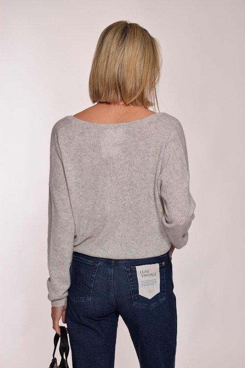 Absolut Cashmere Grijze Trui V-hals