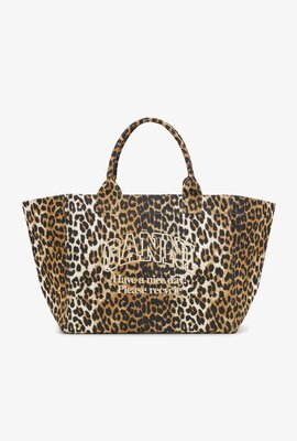 Ganni Leopard Canvas Tas Leopard