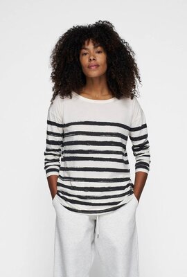 10Days Ecru long sleeve tee painted stripe