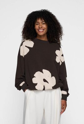 10Days Chocolate oversized sweater flower