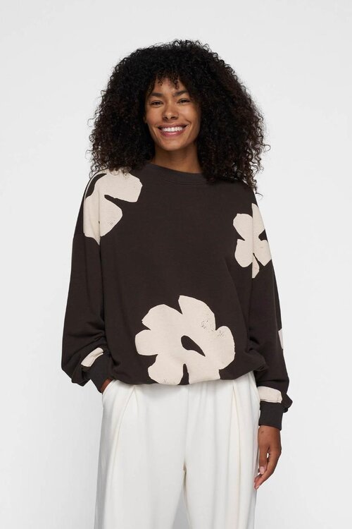 10Days Chocolate oversized sweater flower