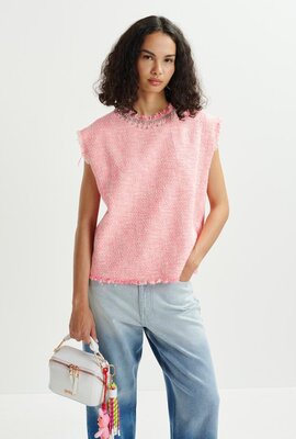 Essentiel Antwerp Koraal Rhinestone Trim Top