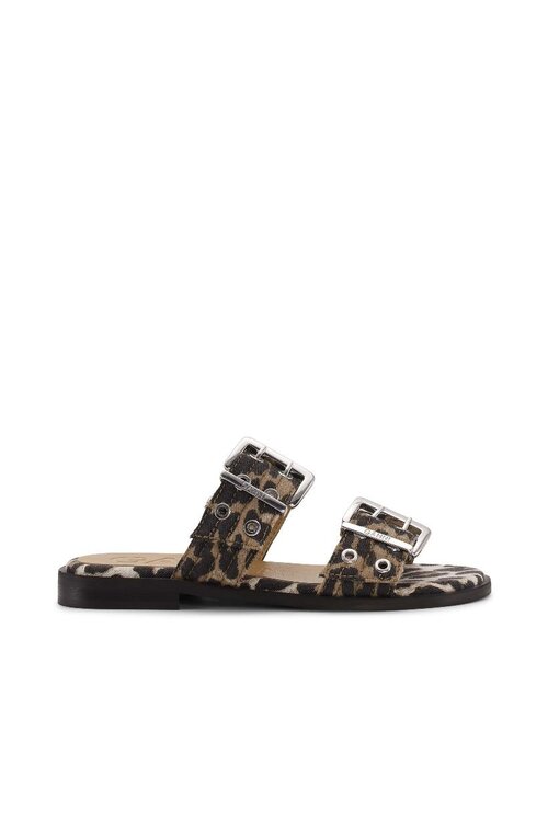 Ganni Leopard Buckle Sandalen