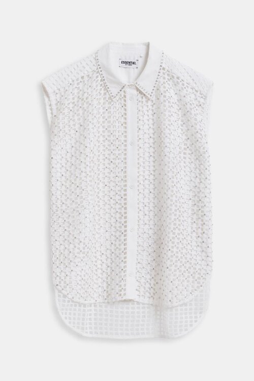 Essentiel Antwerp Wit Sequin Mesh Blouse