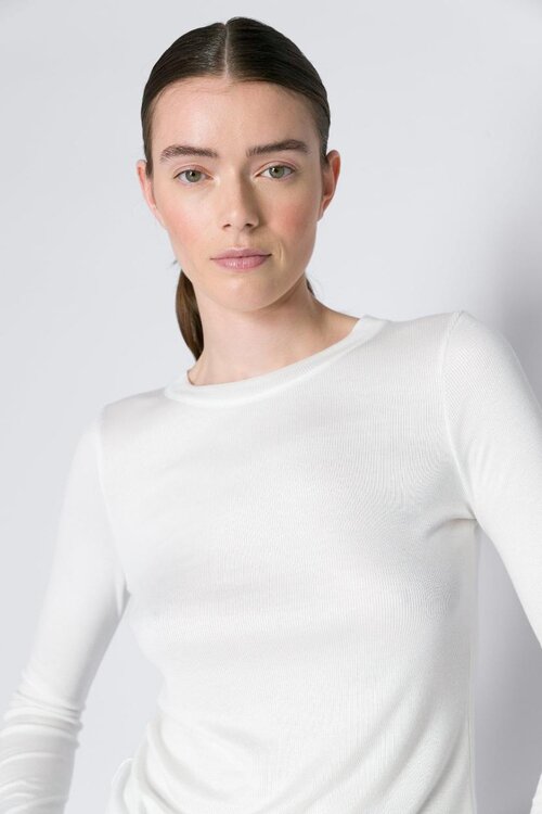 Neeve Witte Rib Lange Mouw Shirt