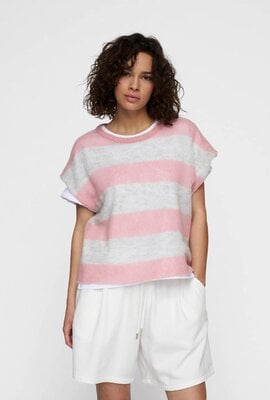 10Days Raspberry/grey thin knit tee