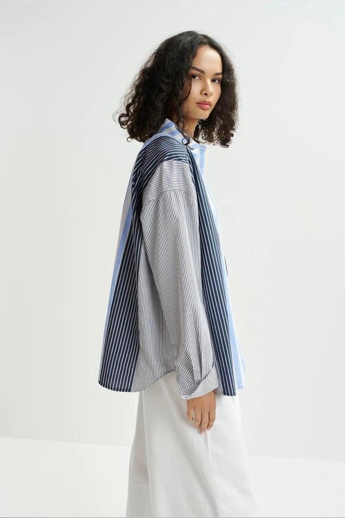Essentiel Antwerp Blue Patchwork Blouse