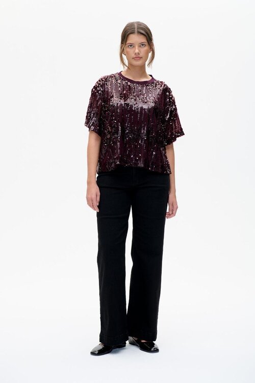 Baum Und Pferdgarten Aubergine Shirt Pailetten