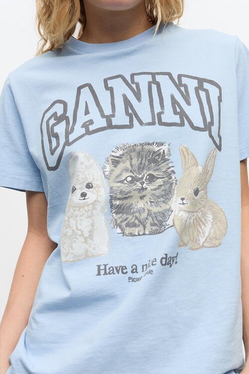 Ganni Light Blue T-shirt