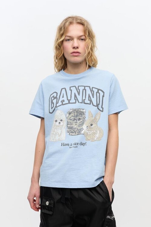 Ganni Light Blue T-shirt
