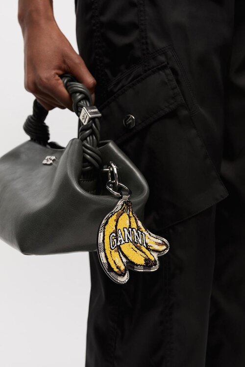 Ganni Yellow Printed Keyring
