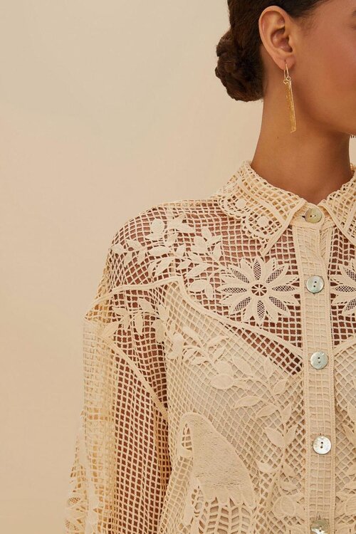 Farm Rio Beige Blouse Brodery