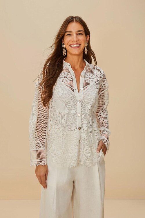 Farm Rio Off White Blouse Brodery
