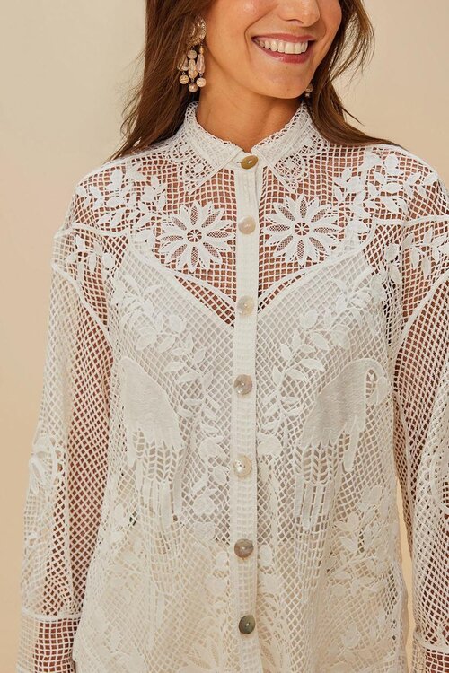 Farm Rio Off White Blouse Brodery