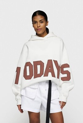 10Days Ecru statement logo hoodie