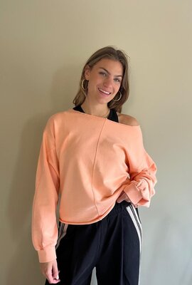 10Days Peach cropped boatneck sweater