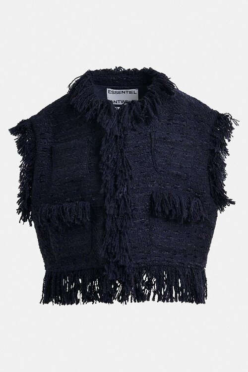 Essentiel Antwerp Navy Fringed Gilet