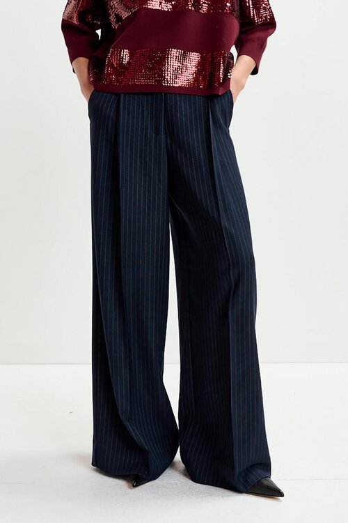 Essentiel Antwerp Navy Wide Leg Pantalon