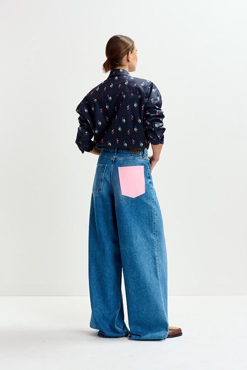 Essentiel Antwerp Navy Embo Oversized Blouse