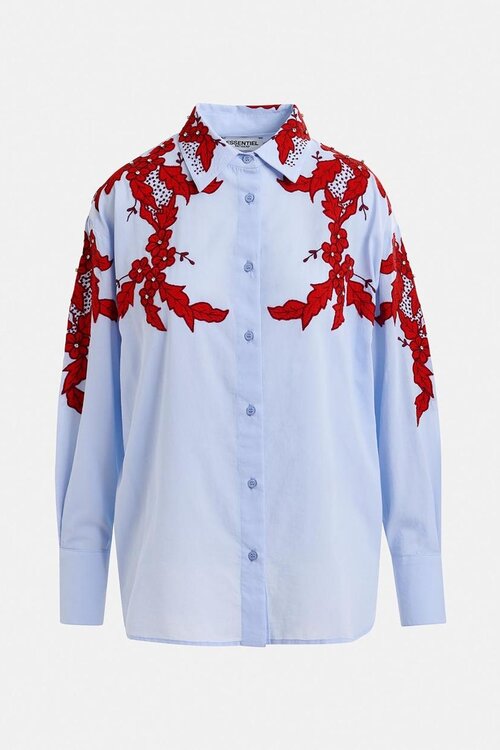 Essentiel Antwerp Lichtblauw Embroidered Blouse