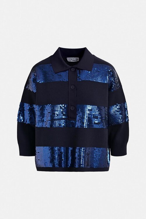 Essentiel Antwerp Navy Striped Polo Trui