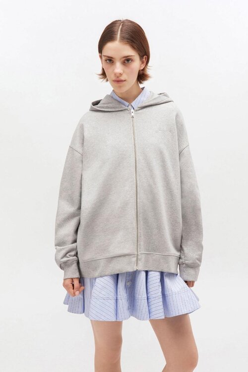 Ganni Grey melange Isoli Oversized Zip Hoodie