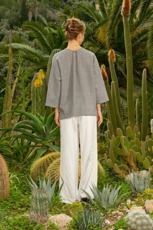 Sea Me Happy Grey Blouse