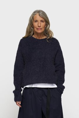 10Days Dark Navy cropped hairy knit sweater
