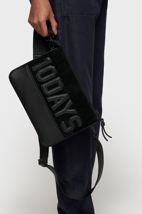 10Days Black leather double mini pouch