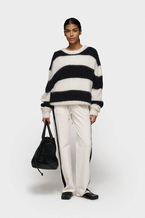 10Days Ecru/Black cropped hairy knit sweater str