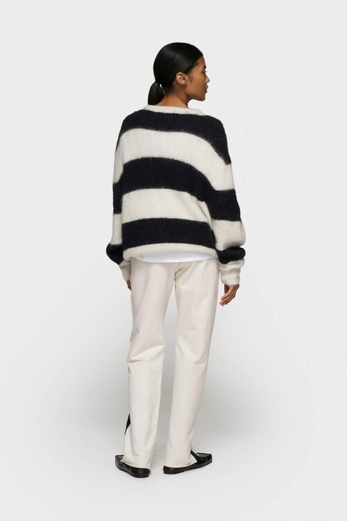 10Days Ecru/Black cropped hairy knit sweater str