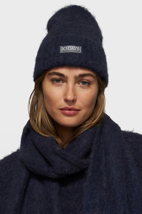 10Days Dark Navy soft hairy knit scarf