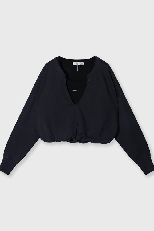 10Days Dark Navy v-neck double sweater