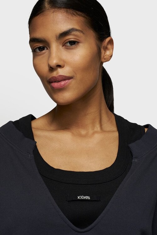 10Days Dark Navy v-neck double sweater