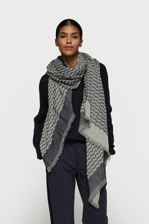 10Days Dark Navy scarf ikat