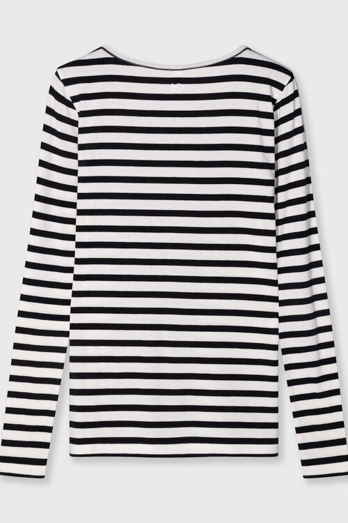 10Days Ecru/Black extra long sleeve tee modal st