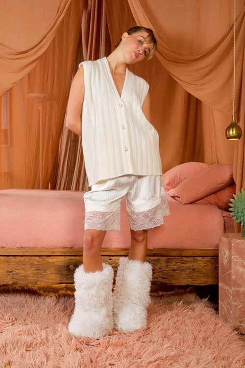 Sea Me Happy Off White Vest Mouwloos