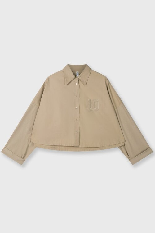 10Days light earth oversized cropped shirt