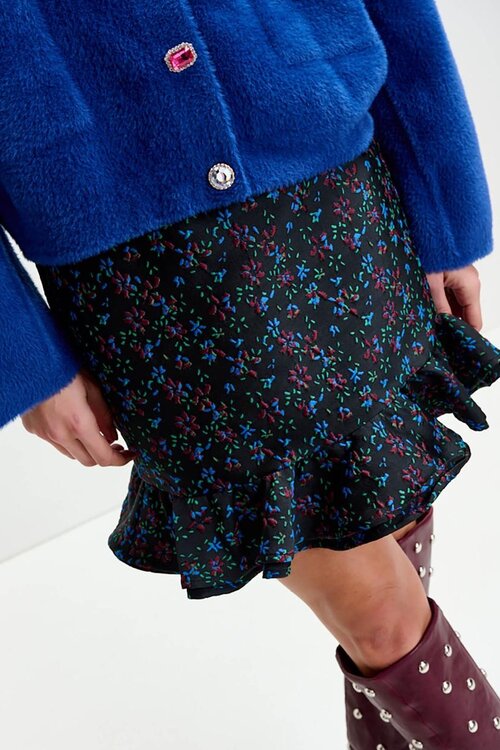 Essentiel Antwerp Navy Ruffled Mini Rok