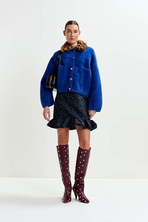 Essentiel Antwerp Navy Ruffled Mini Rok