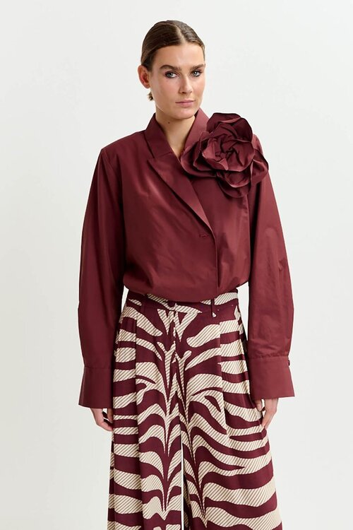 Essentiel Antwerp Bordeaux Blazer Body Blouse