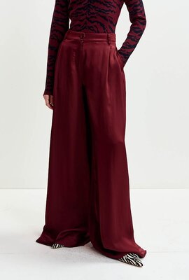 Essentiel Antwerp Bordeaux Wide Leg Pantalon