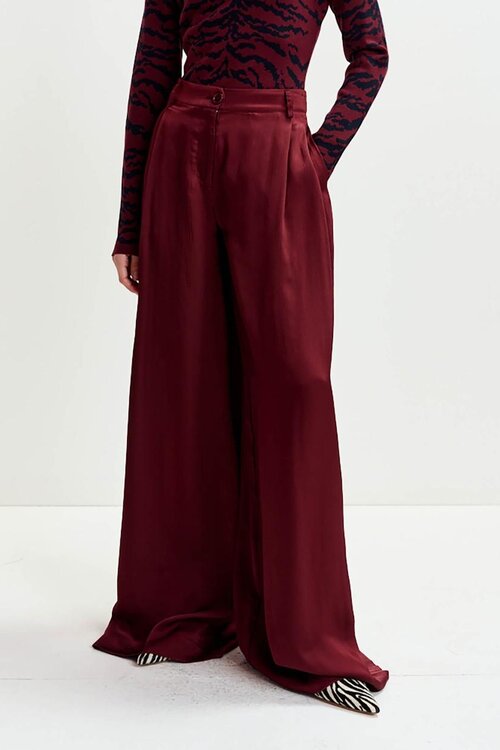 Essentiel Antwerp Bordeaux Wide Leg Pantalon