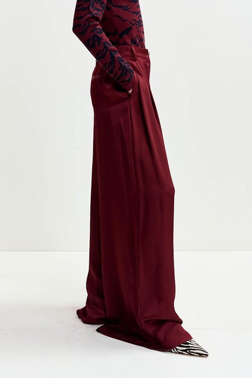 Essentiel Antwerp Bordeaux Wide Leg Pantalon