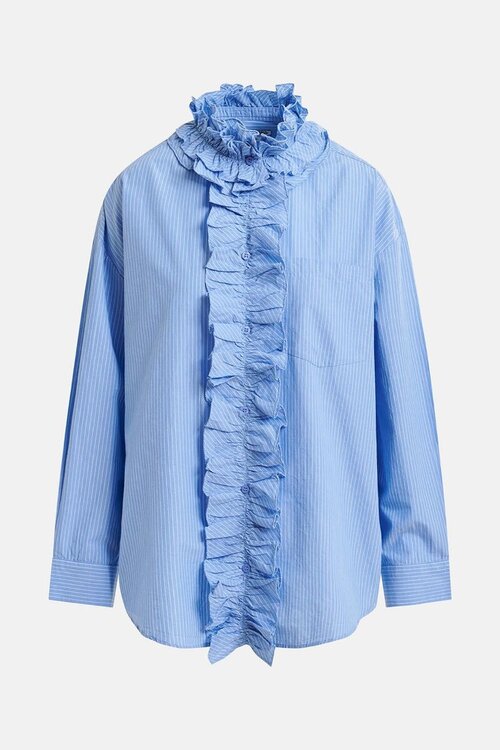Essentiel Antwerp Blauw Ruffle Neckline Blouse